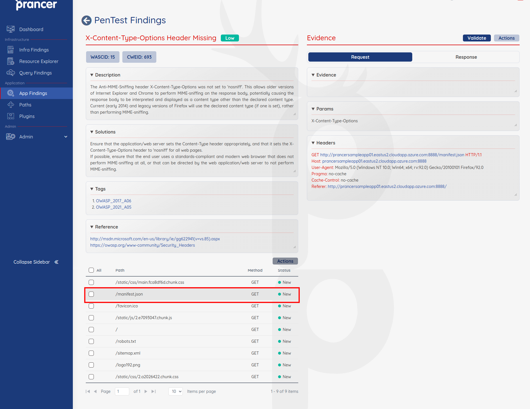Pentest Findings — Prancer Docs