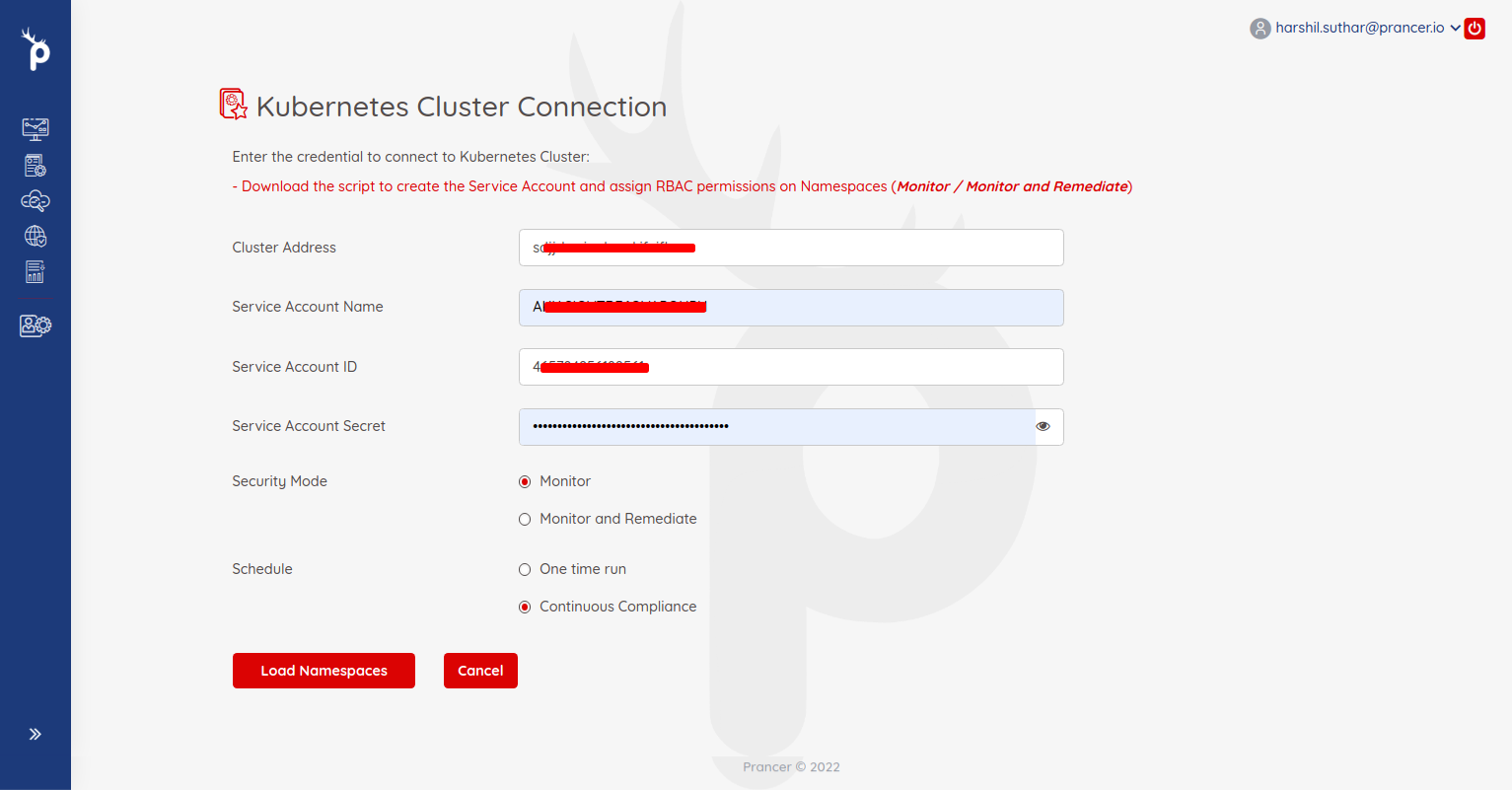 Wizard - Kubernetes Cluster — Prancer Docs