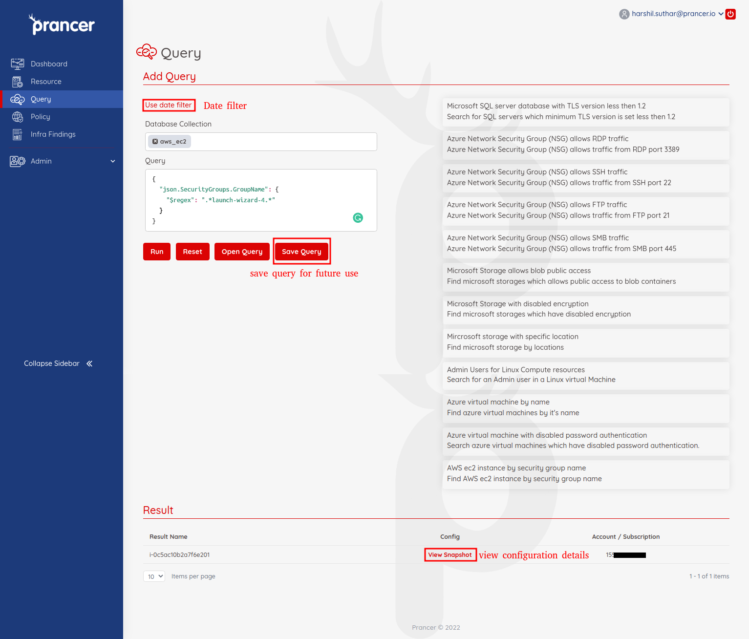 Query — Prancer Docs